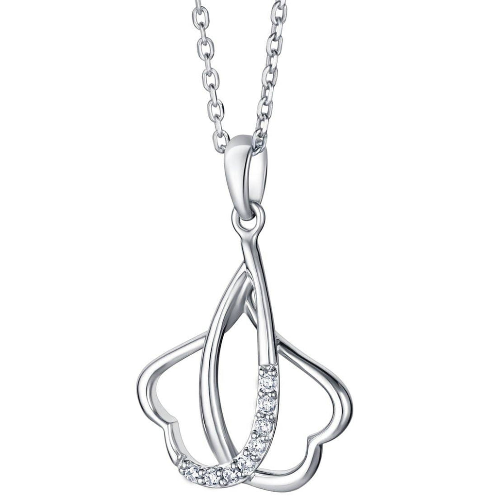 Sterling Silver Linked Hearts Pendant Hypoallergenic