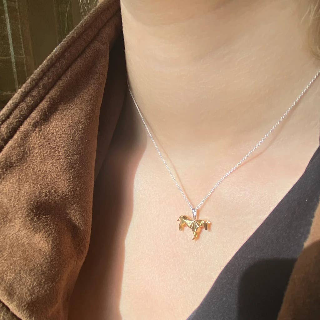 Origami Horse Necklace Rose