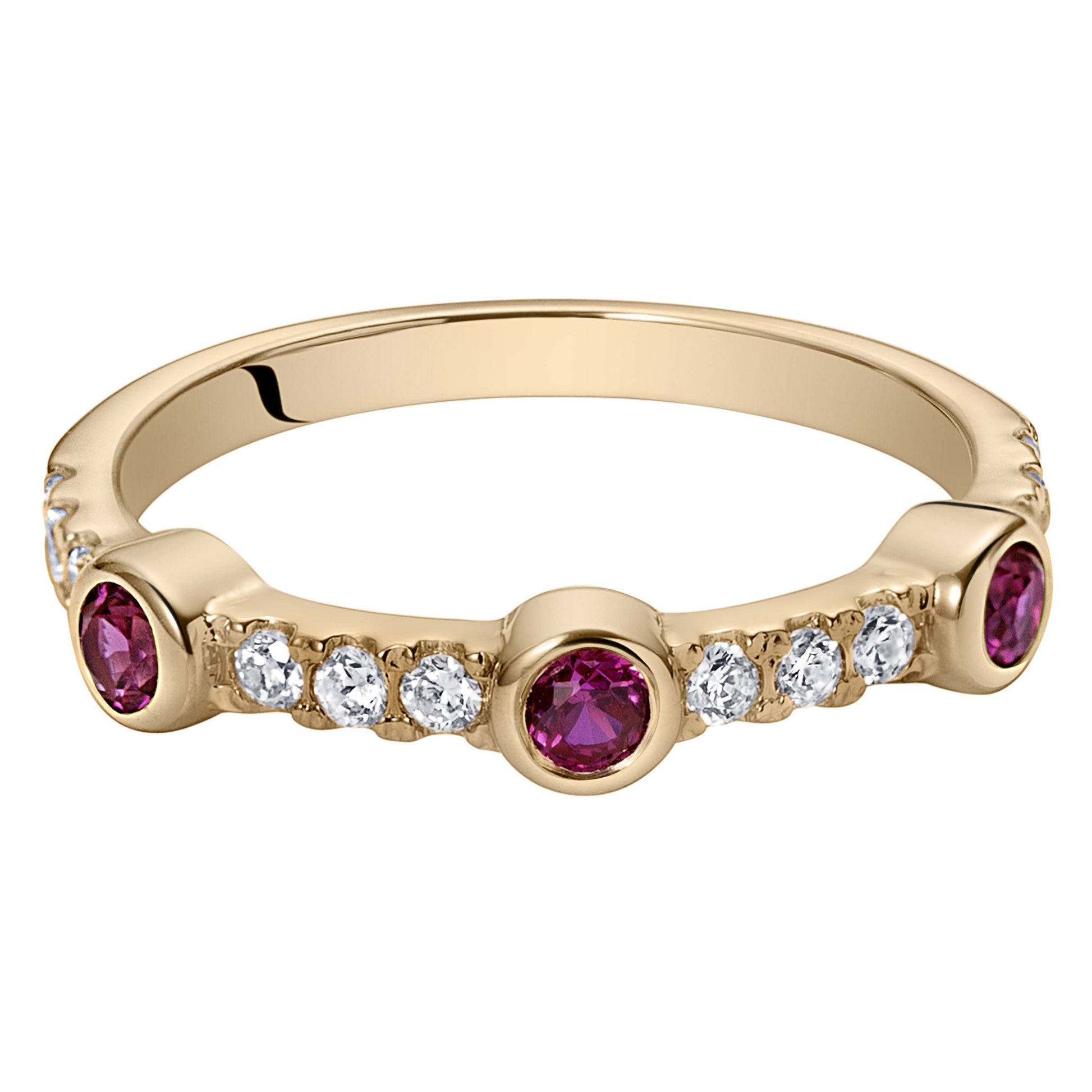 Created Ruby Round Cut Sterling Silver Ring Band Size 8/P