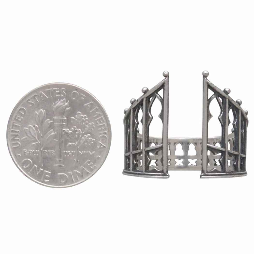 Sterling Silver or Bronze Adjustable Gothic Gate Ring: Bronze