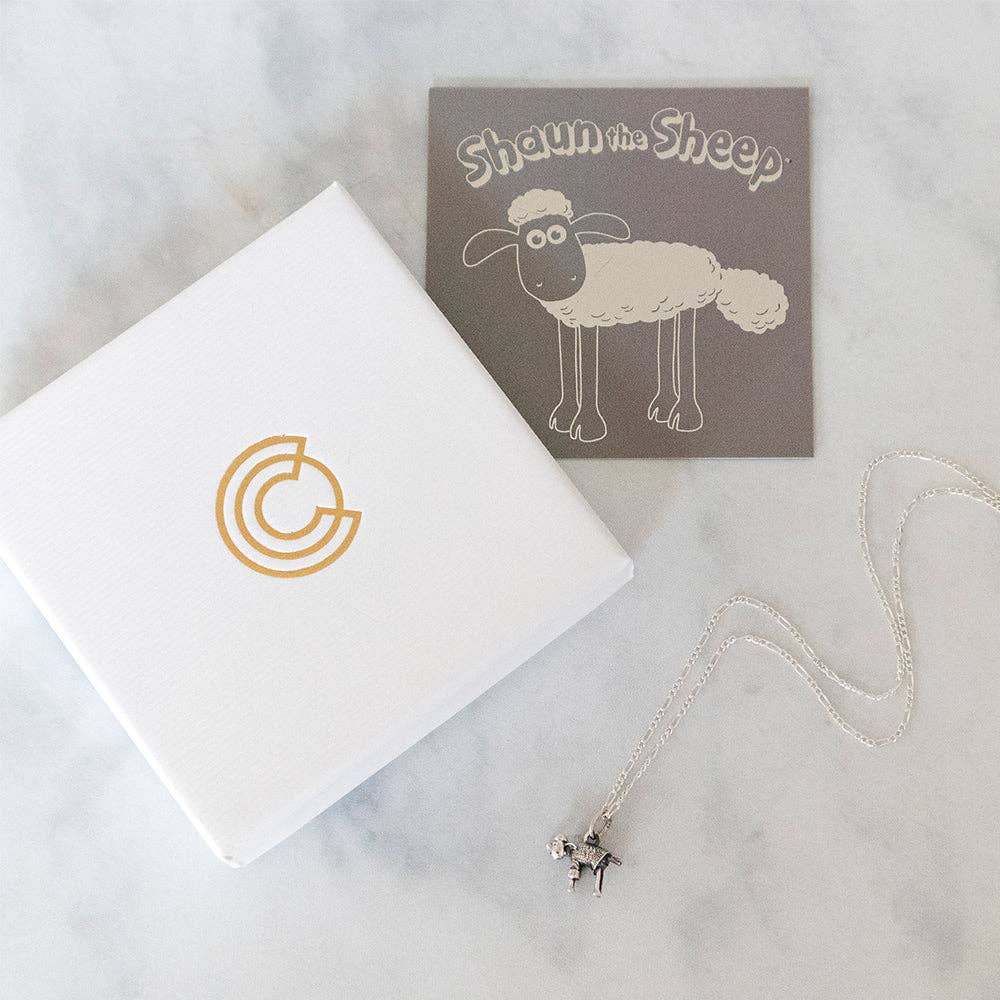 Shaun The Sheep in a Jumper Necklace (Sterling Silver): Fine Figaro Chain