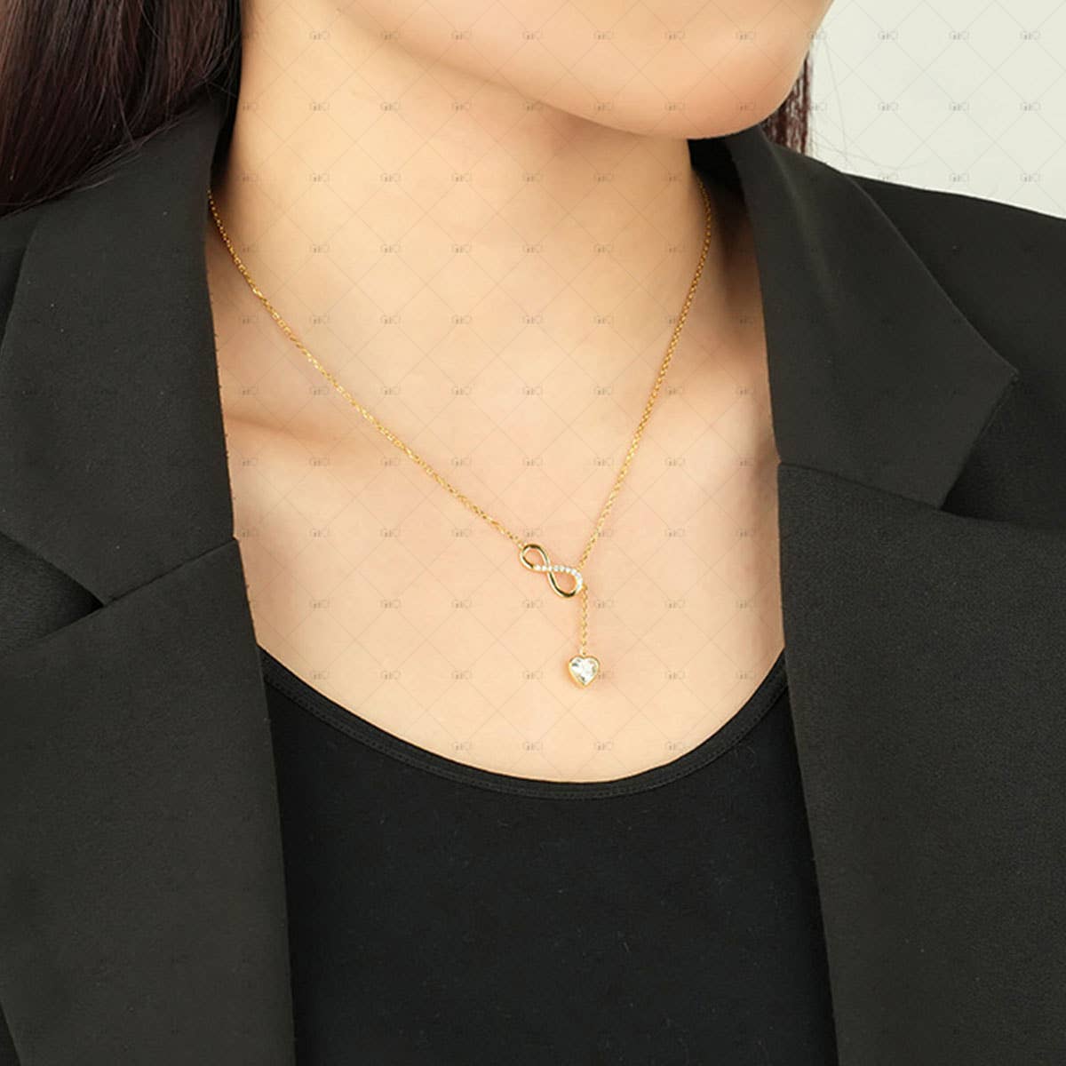 S925 Silver Möbius Heart Shape Zircon Necklace