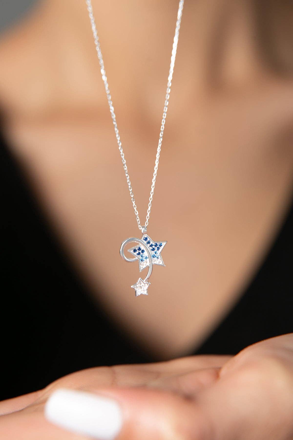 Women's 925 Sterling Silver Shooting Star Necklace: SILVER