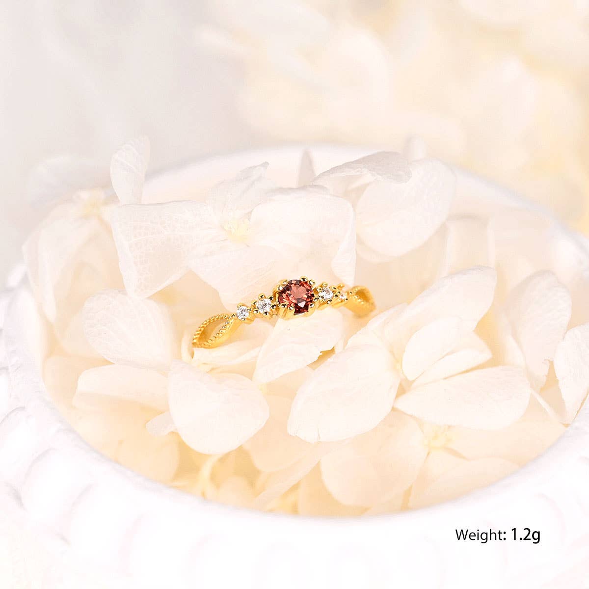 S925 Sterling Silver Red Garnet Ring