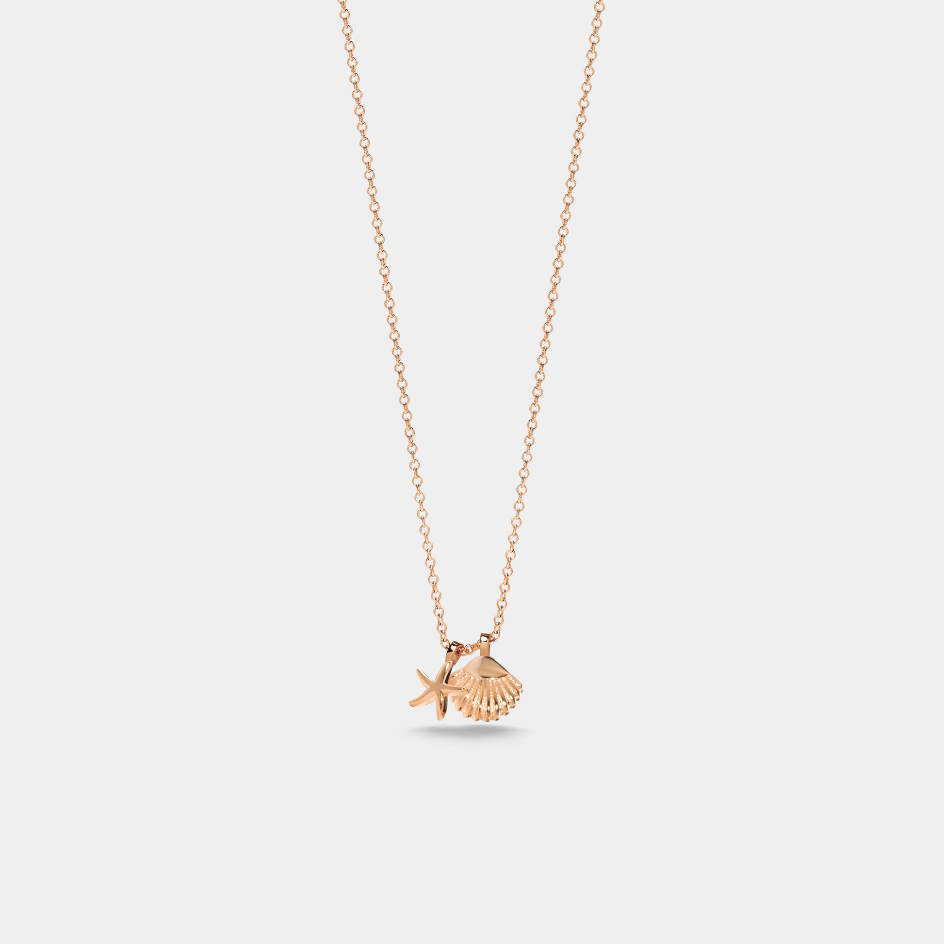 Seashell Starfish Pendant Necklace in 925 Sterling Silver: Rose gold
