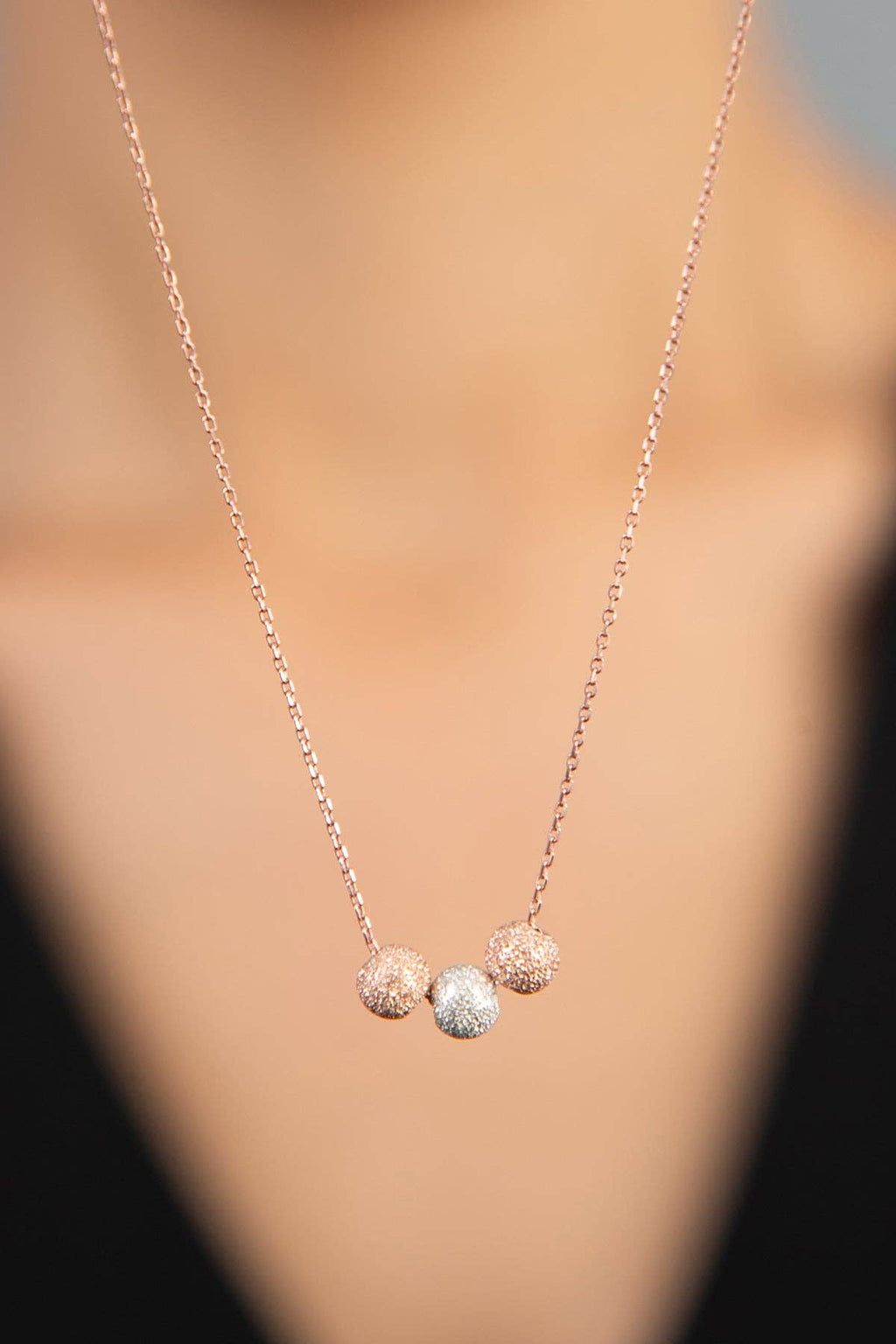 Women's 3-Cluster 925 Sterling Silver Necklace: GOLD