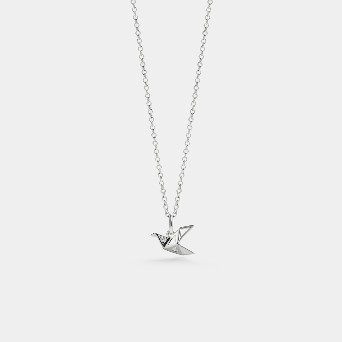 Japanese Origami Paper Crane Necklace in 925 Sterling Silver: Rose gold