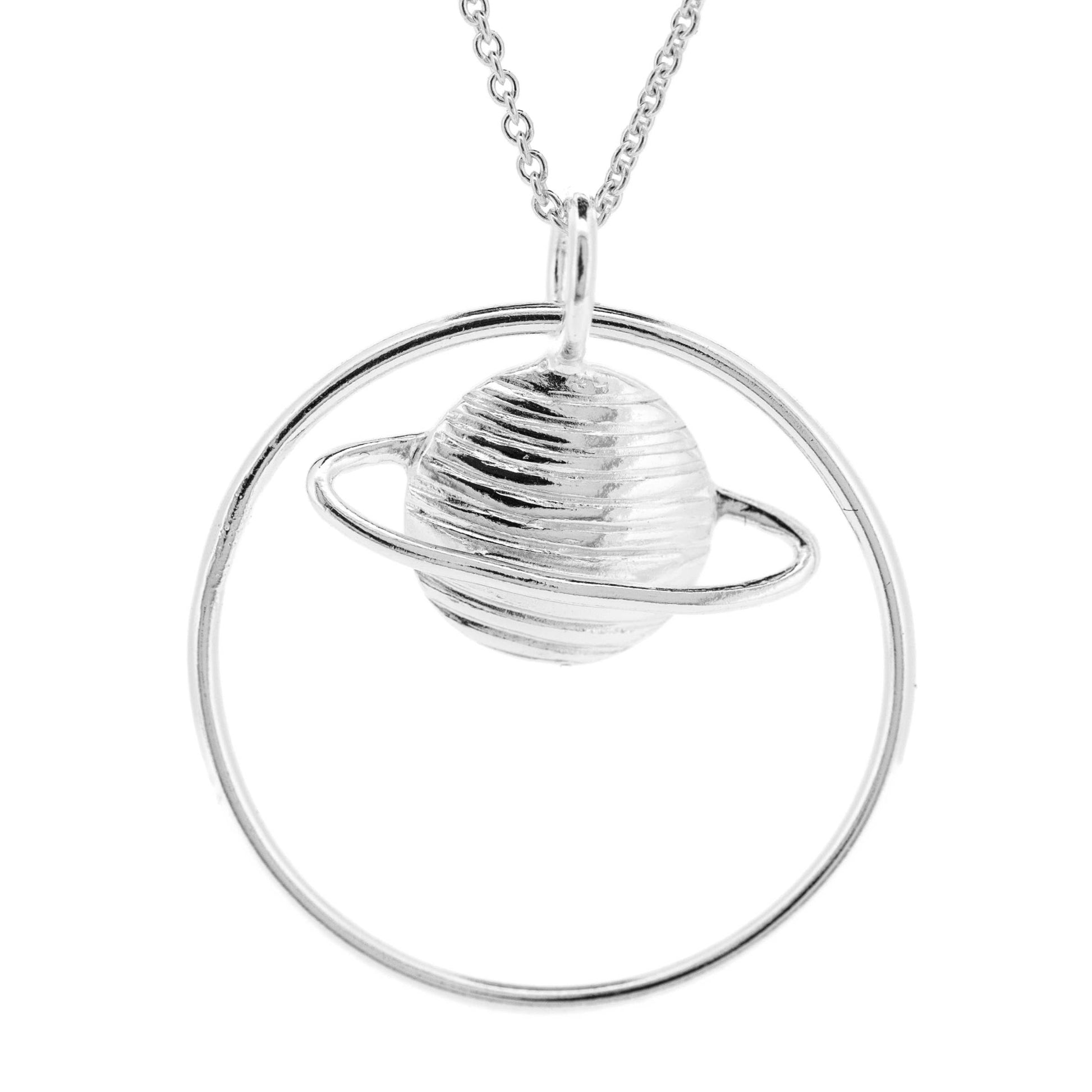 Saturn Planet Pendant with 18" Trace Chain and Box