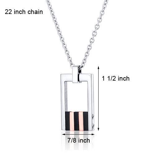 Stainless Steel Open Dog Tag Bar Necklace 22 inch Chain