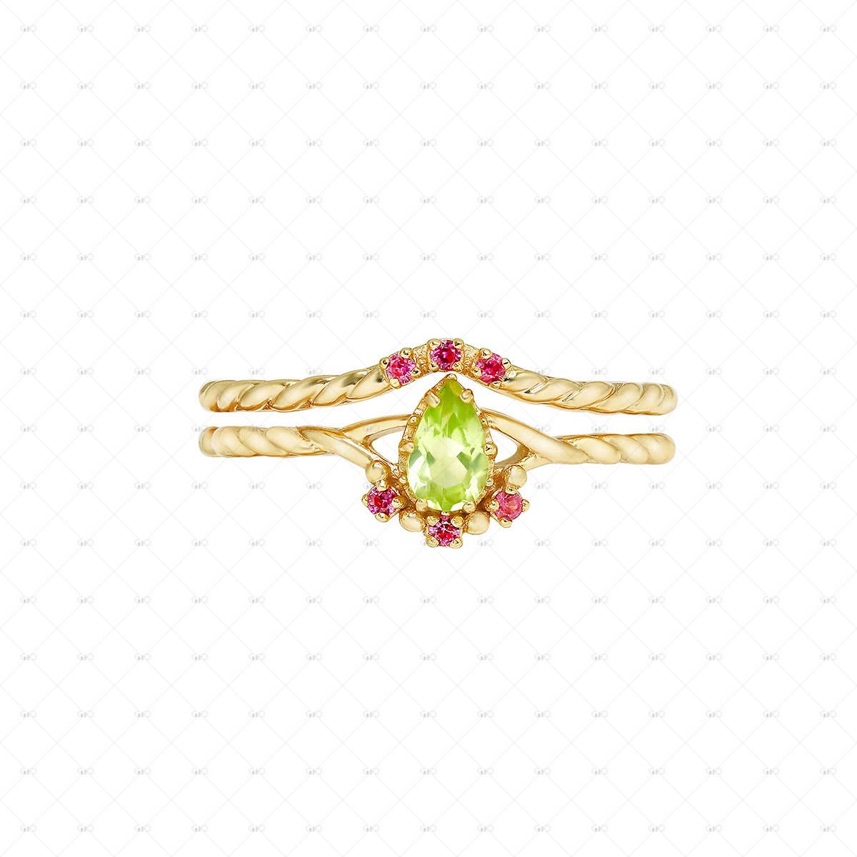 S925 Silver 14k Gold Plated Vintage Peridot Ring: size L 1/2