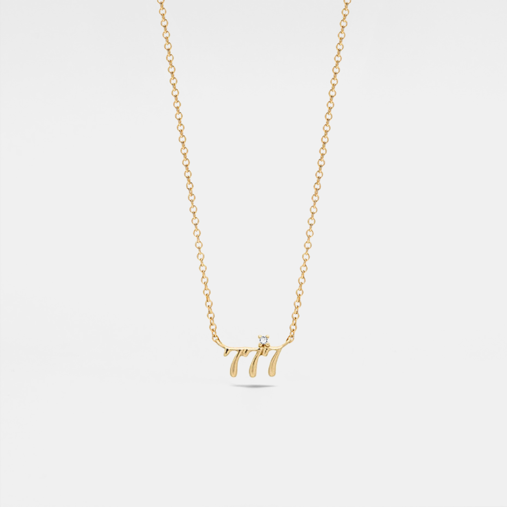 Dainty Angel Number Charm Necklace in 925 Sterling Silver: Yellow Gold / 111
