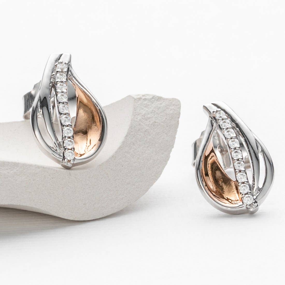 Two-Tone Sterling Silver Floating Dewdrop Earrings