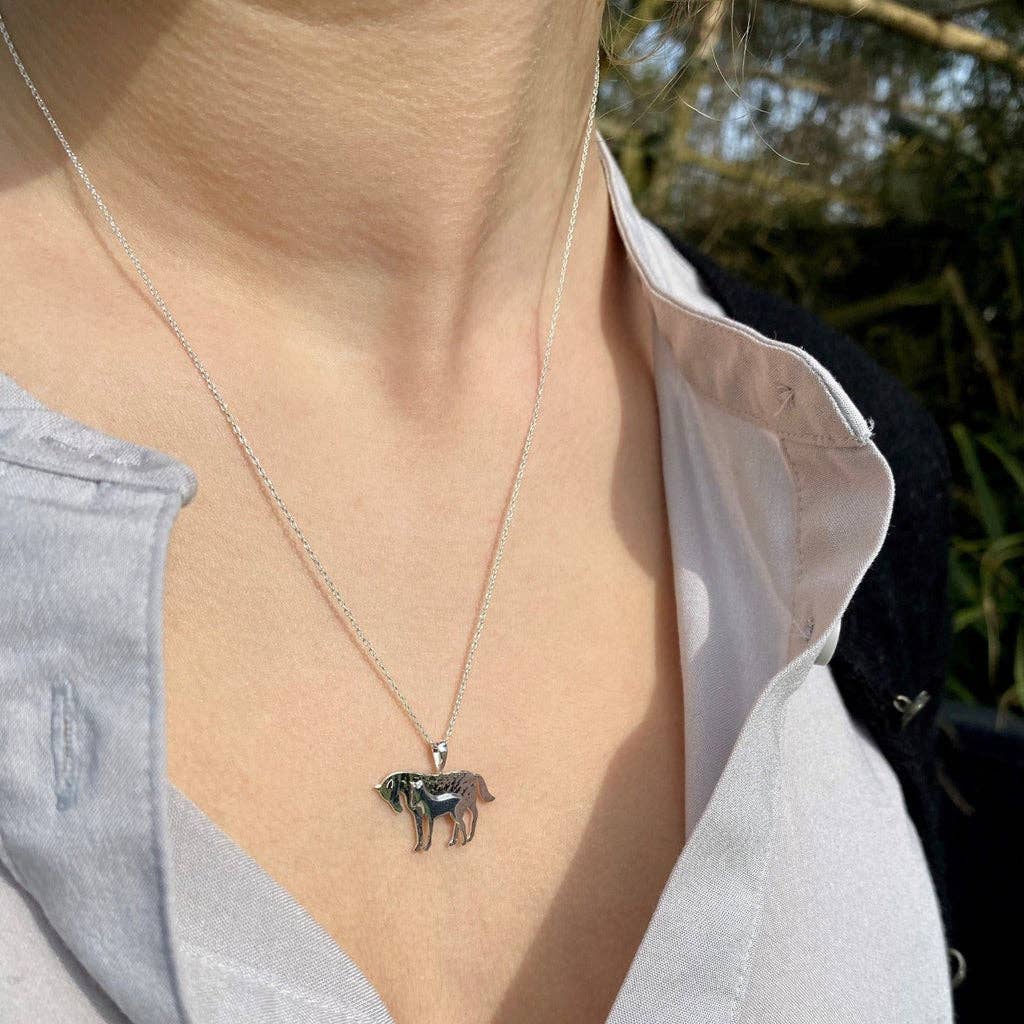 Sterling Silver Mare and Foal Necklace