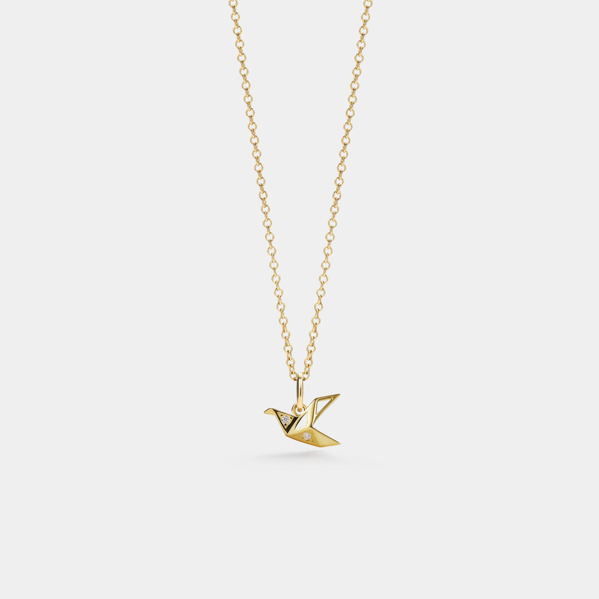 Japanese Origami Paper Crane Necklace in 925 Sterling Silver: Rose gold