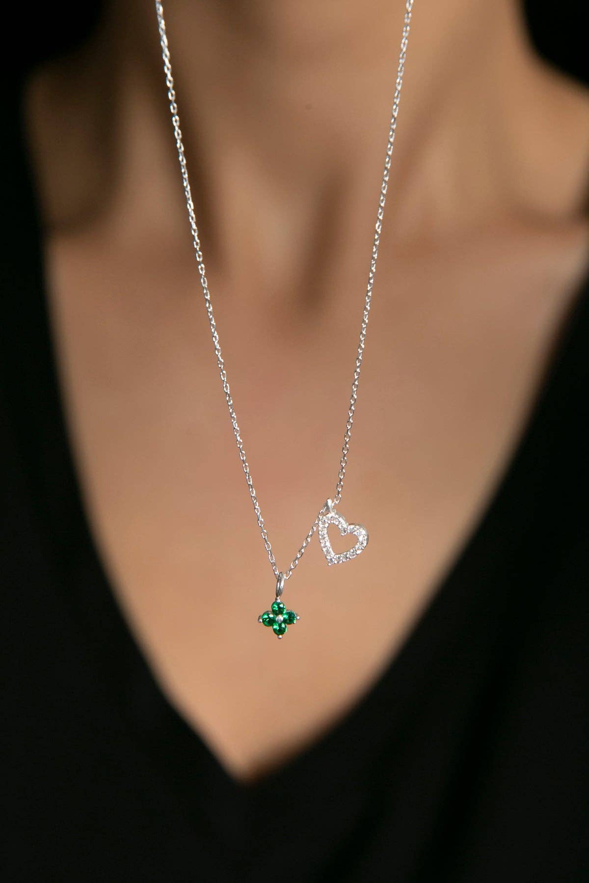Women's 925 Sterling Silver Necklace with Heart Detail Minimal Design: SILVER