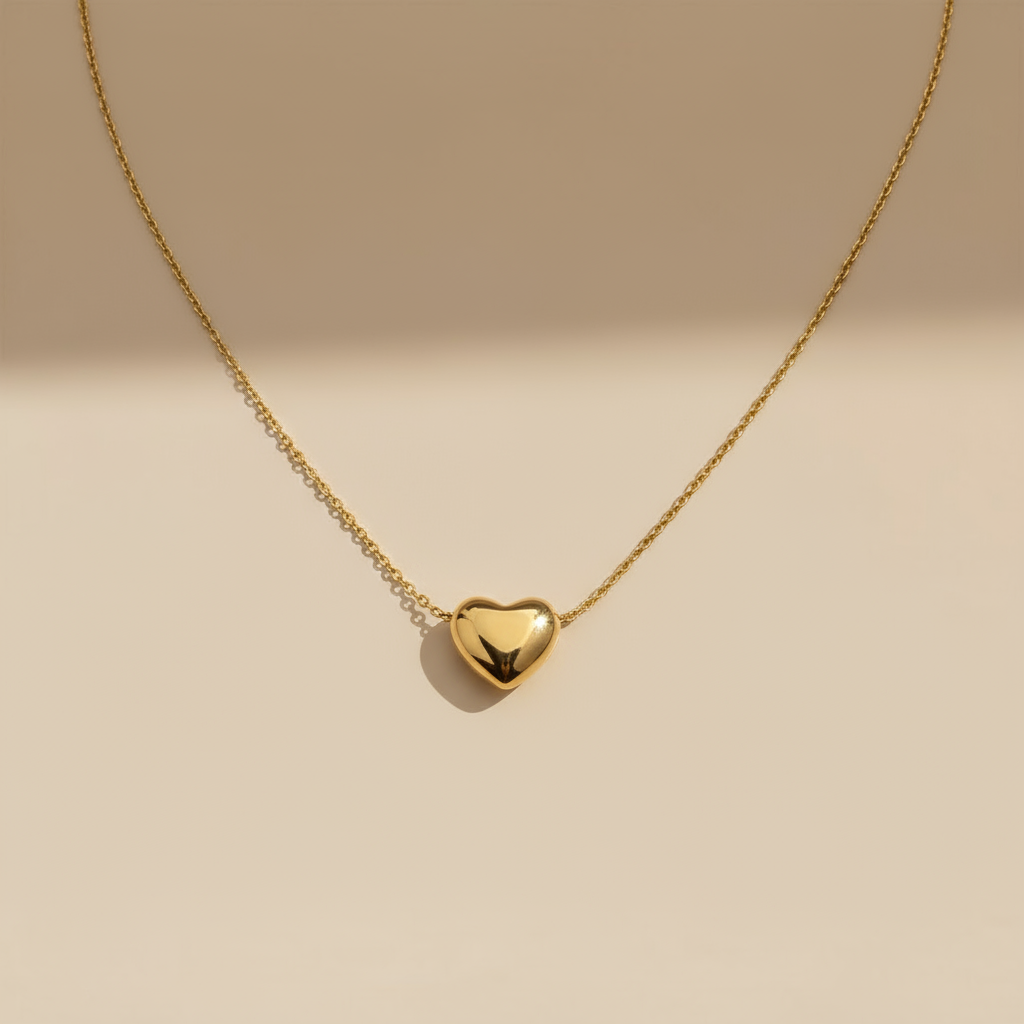 Dainty Heart Necklace 18k Gold Plated Waterproof Valentine's