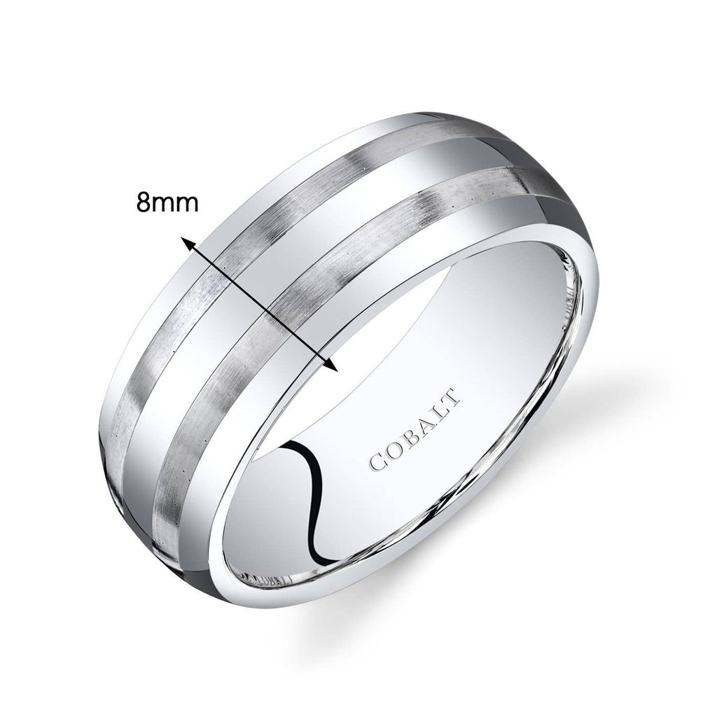 Men's 8mm Cobalt Ring Band Beveled Edge Size 13.5
