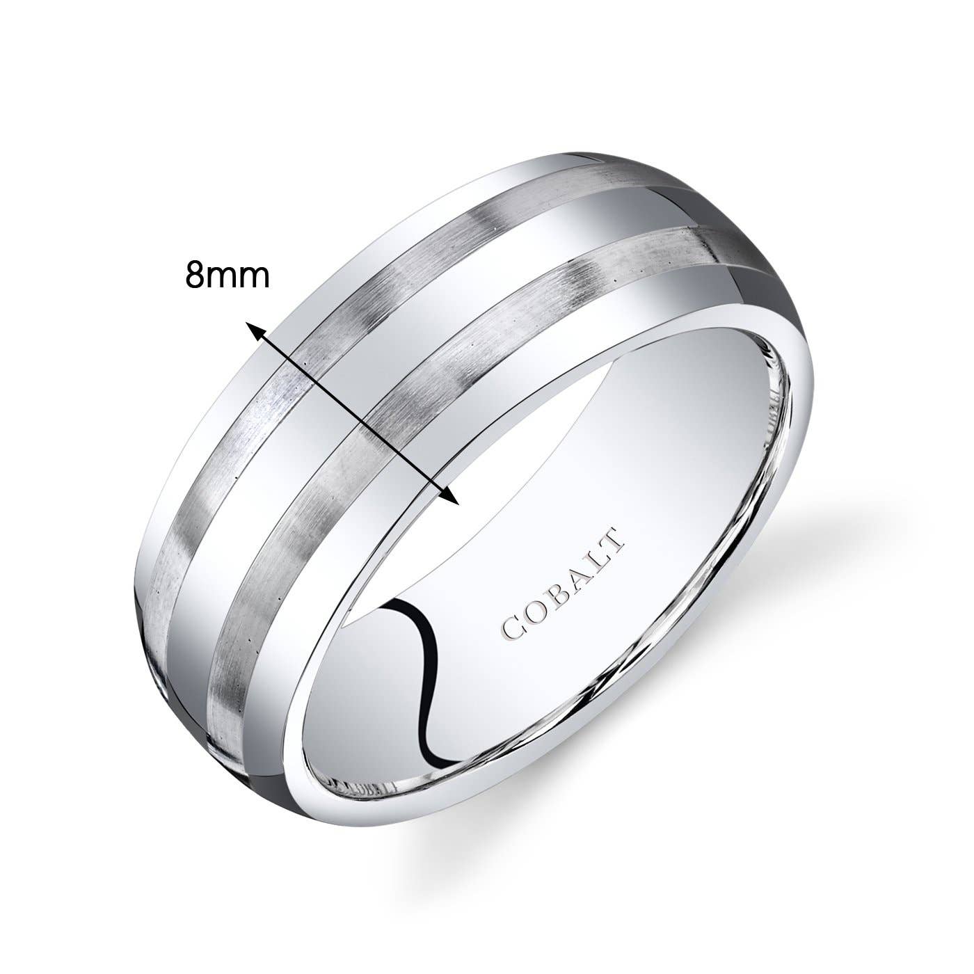 Men's 8mm Cobalt Ring Band Beveled Edge Size 13.5