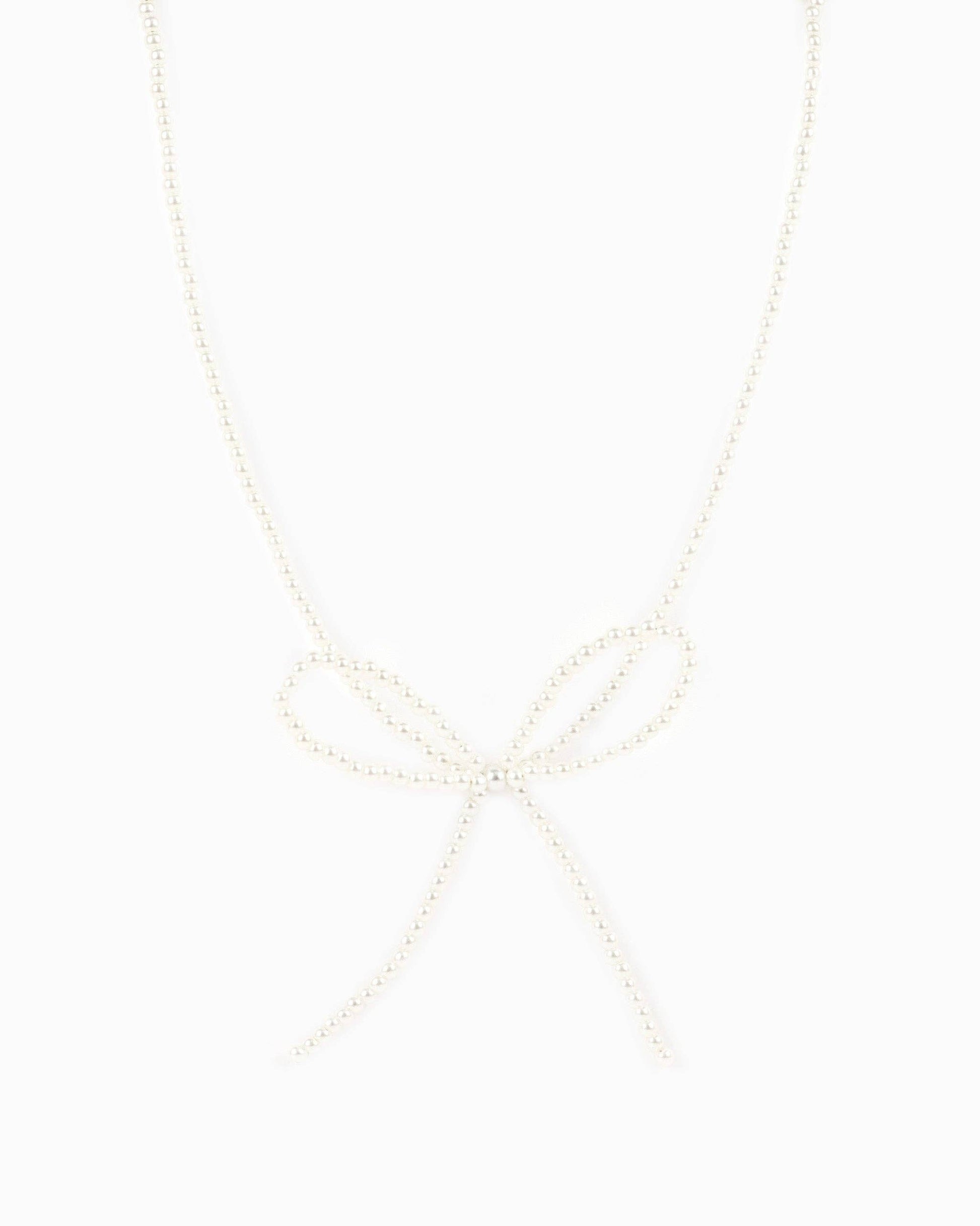 Jumbo Pearl Bow Choker Necklace: Gold