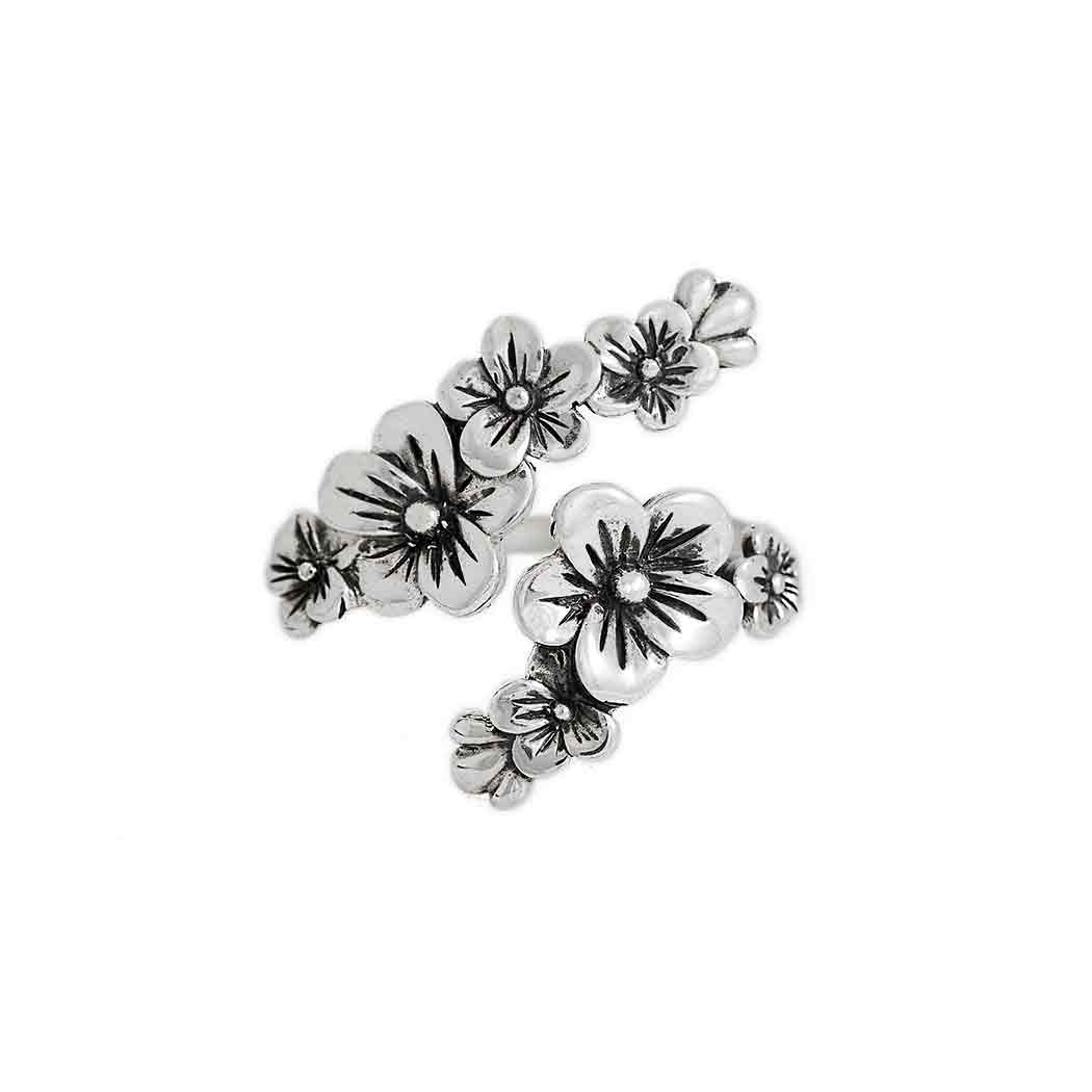 Sterling Silver or Bronze Adjustable Cherry Blossoms Ring: Bronze adjustable size O+