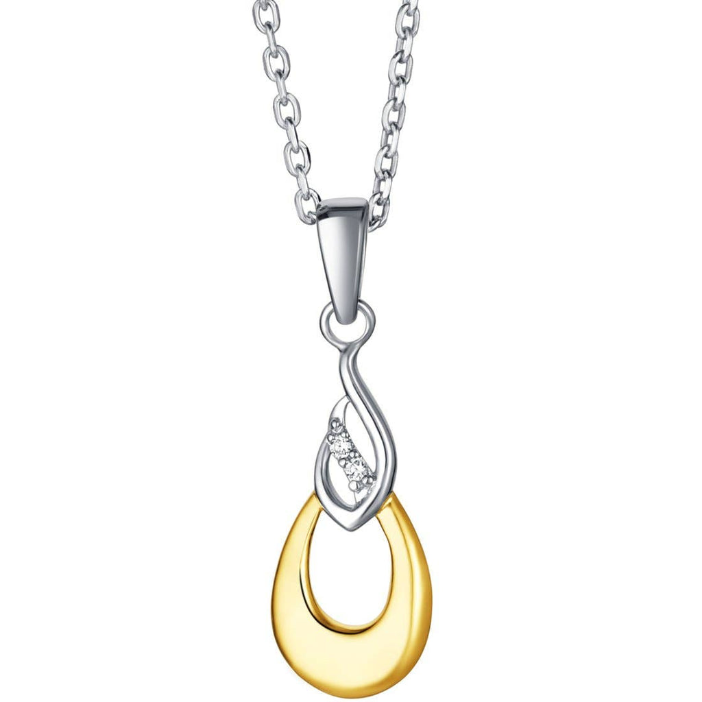 Two-Tone Sterling Silver Double Teardrop Pendant & 925 sterling silver necklace