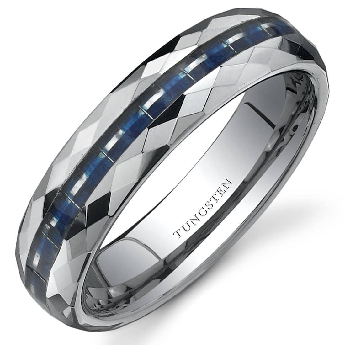 Blue Carbon Fiber 6mm Men's Premium Tungsten Band Size 12.5