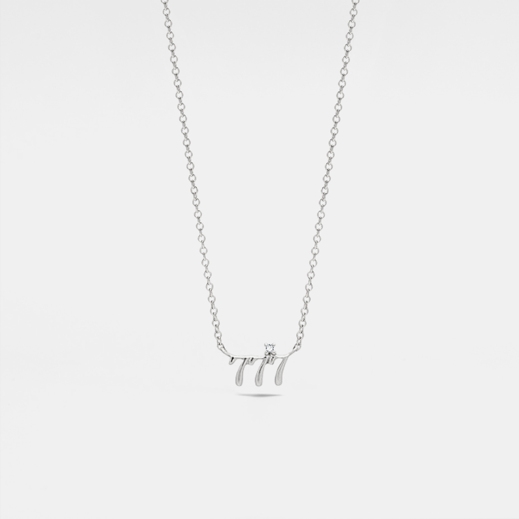 Dainty Angel Number Charm Necklace in 925 Sterling Silver: Yellow Gold / 111