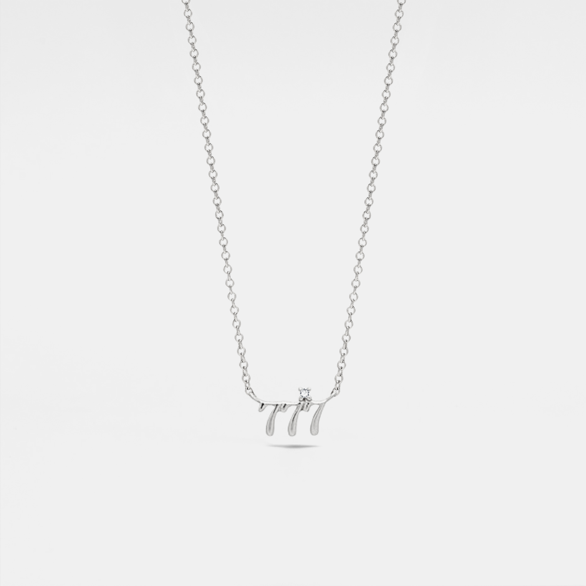 Dainty Angel Number Charm Necklace in 925 Sterling Silver: Yellow Gold / 111