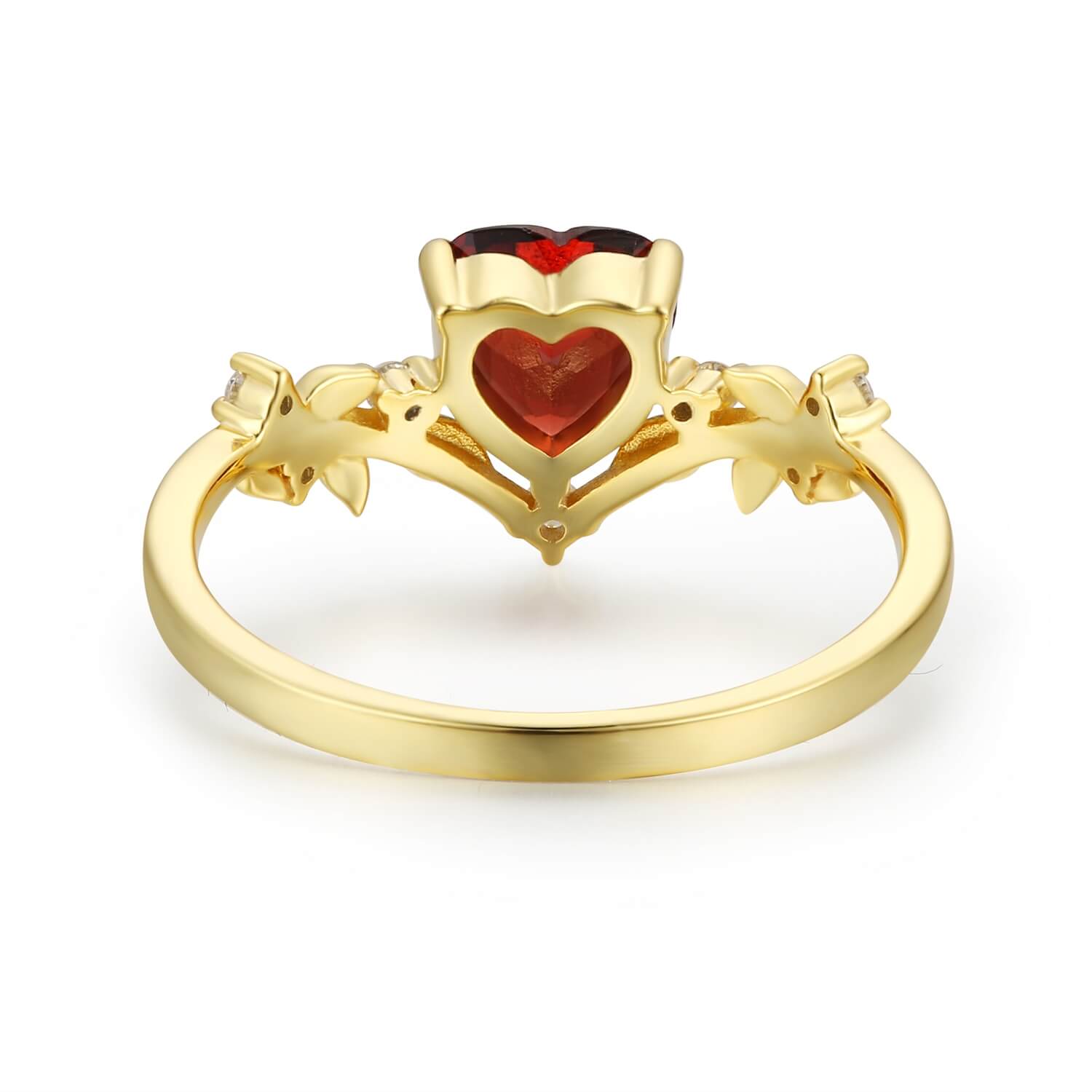 Heart’s Desire Red Garnet Ring (Yellow Gold plated) Size 7/ N