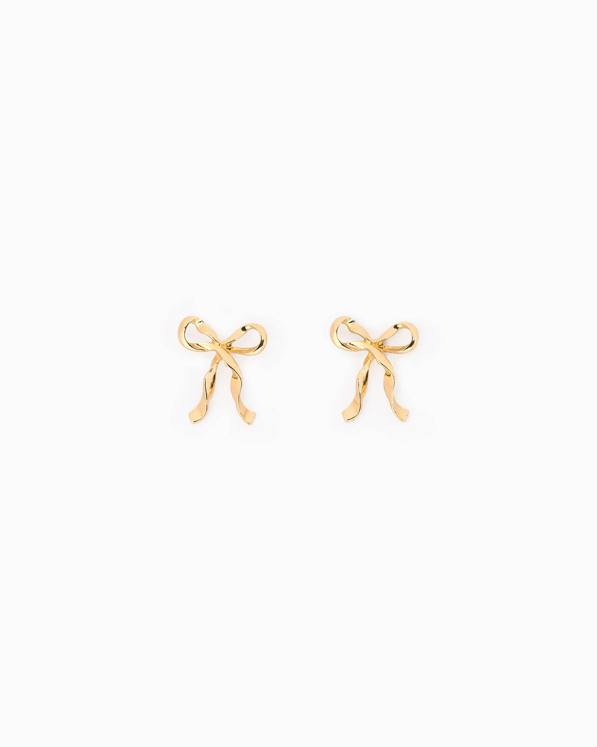 Twisted Metal Bow Earrings: Gold