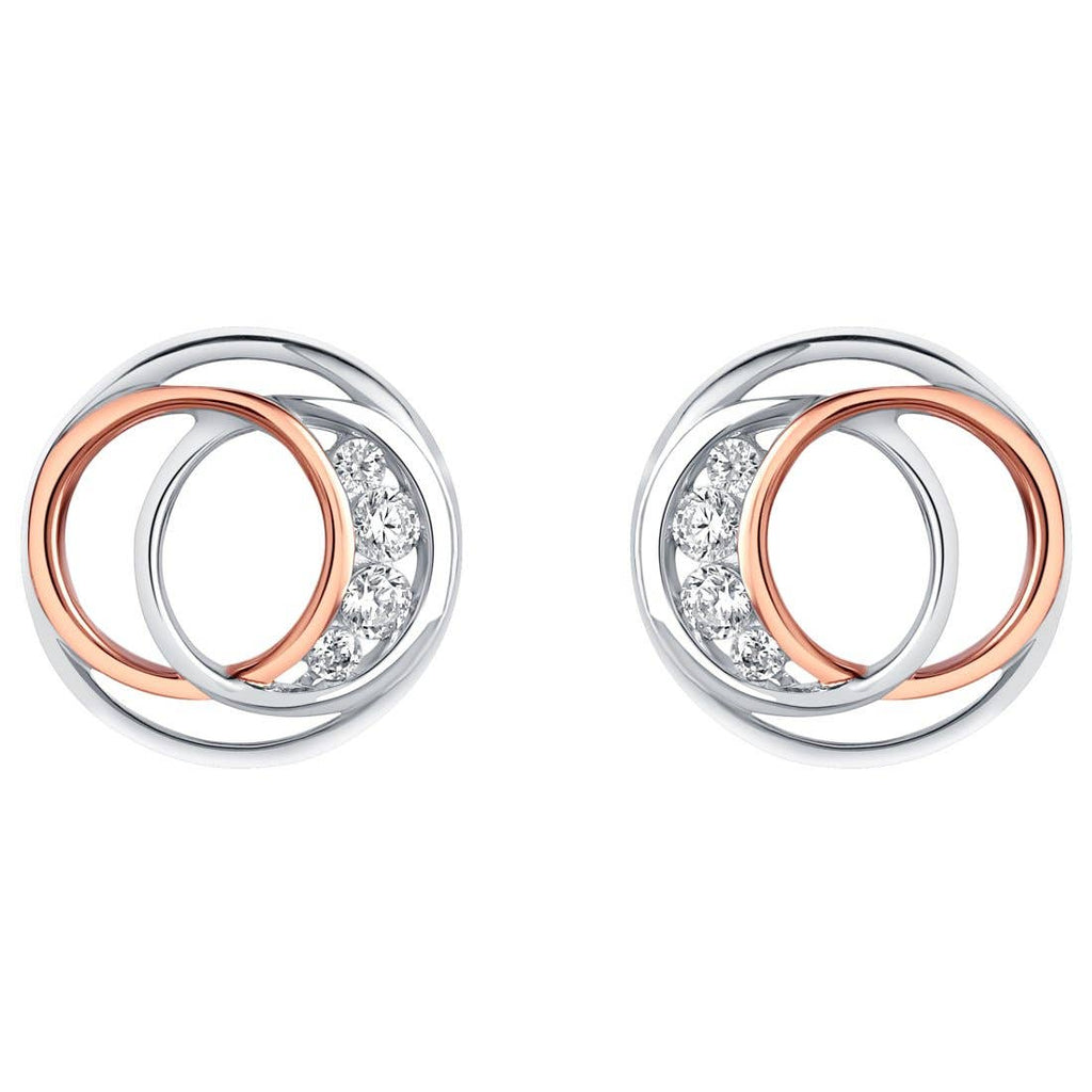 Two-Tone Sterling Silver Infinity Rings Earrings