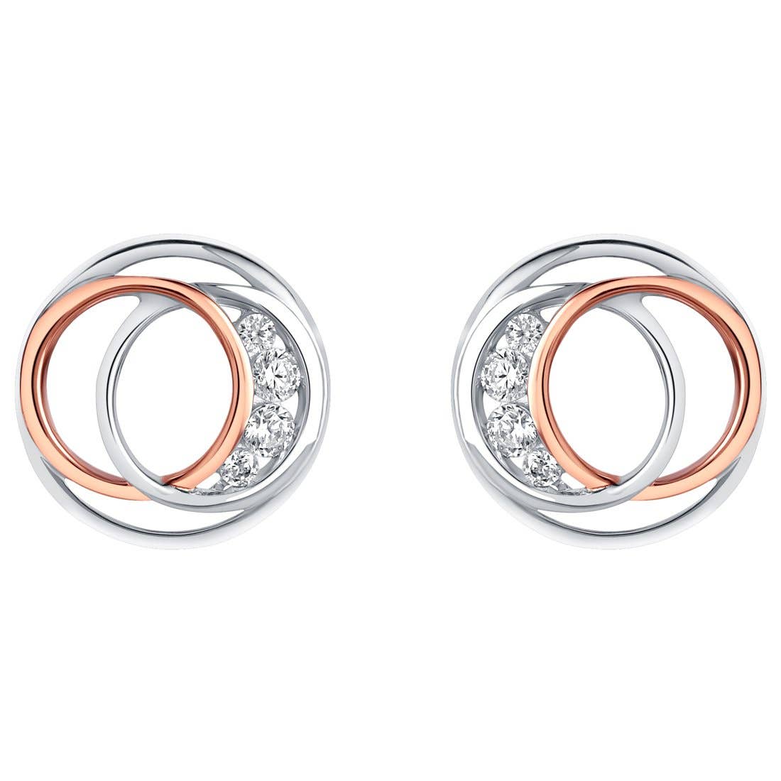 Two-Tone Sterling Silver Infinity Rings Earrings