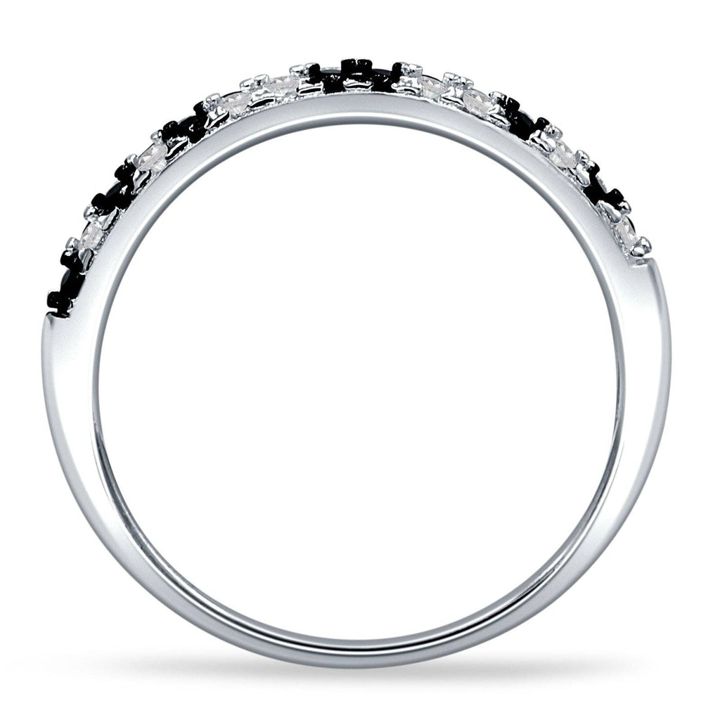 Half Eternity Band CZ & Black CZ: Cubic Zirconia size R