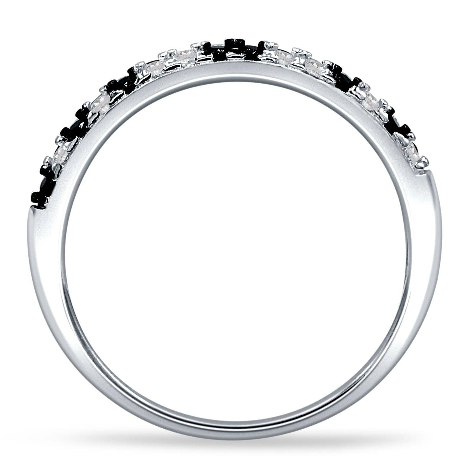 Half Eternity Band CZ & Black CZ: Cubic Zirconia size R