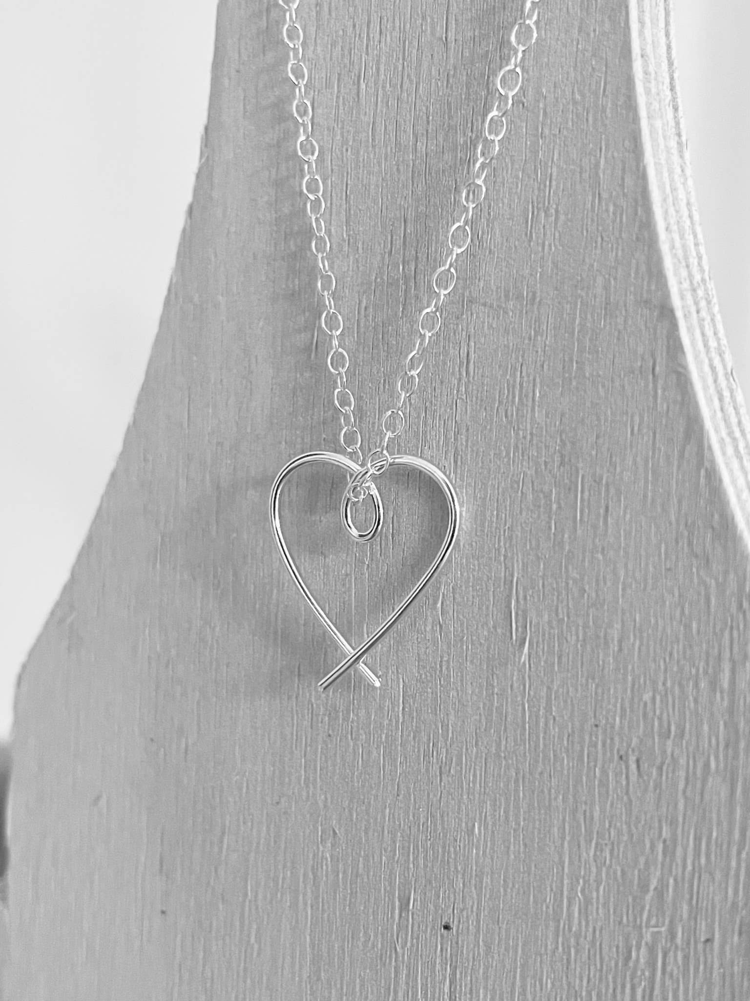 Sterling silver heart necklace, silver heart pendant
