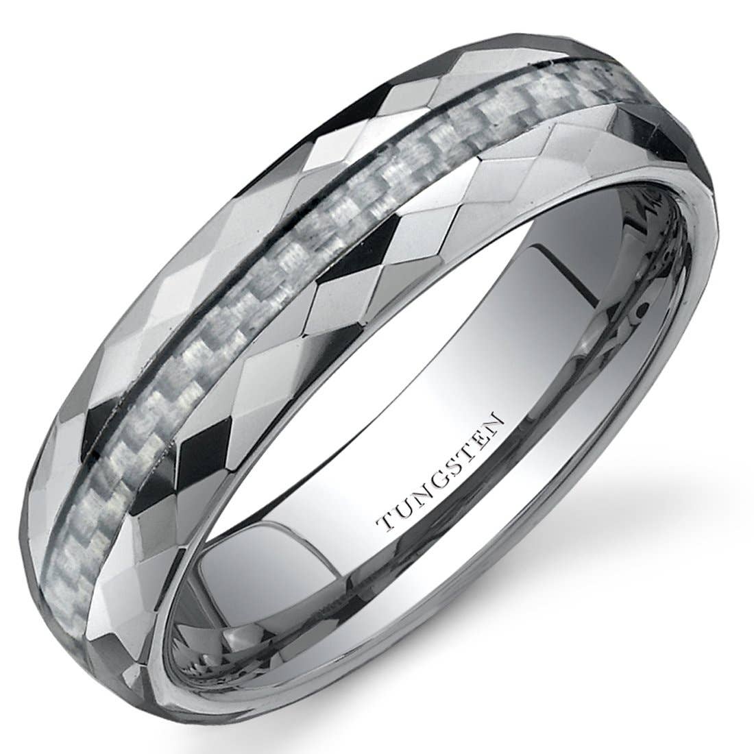 White Carbon Fiber 6mm Men's Premium Tungsten Band Size 11.5