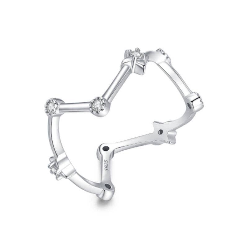 Moissanite Irregular Line Band Ring in 925 Sterling Silver: size Q