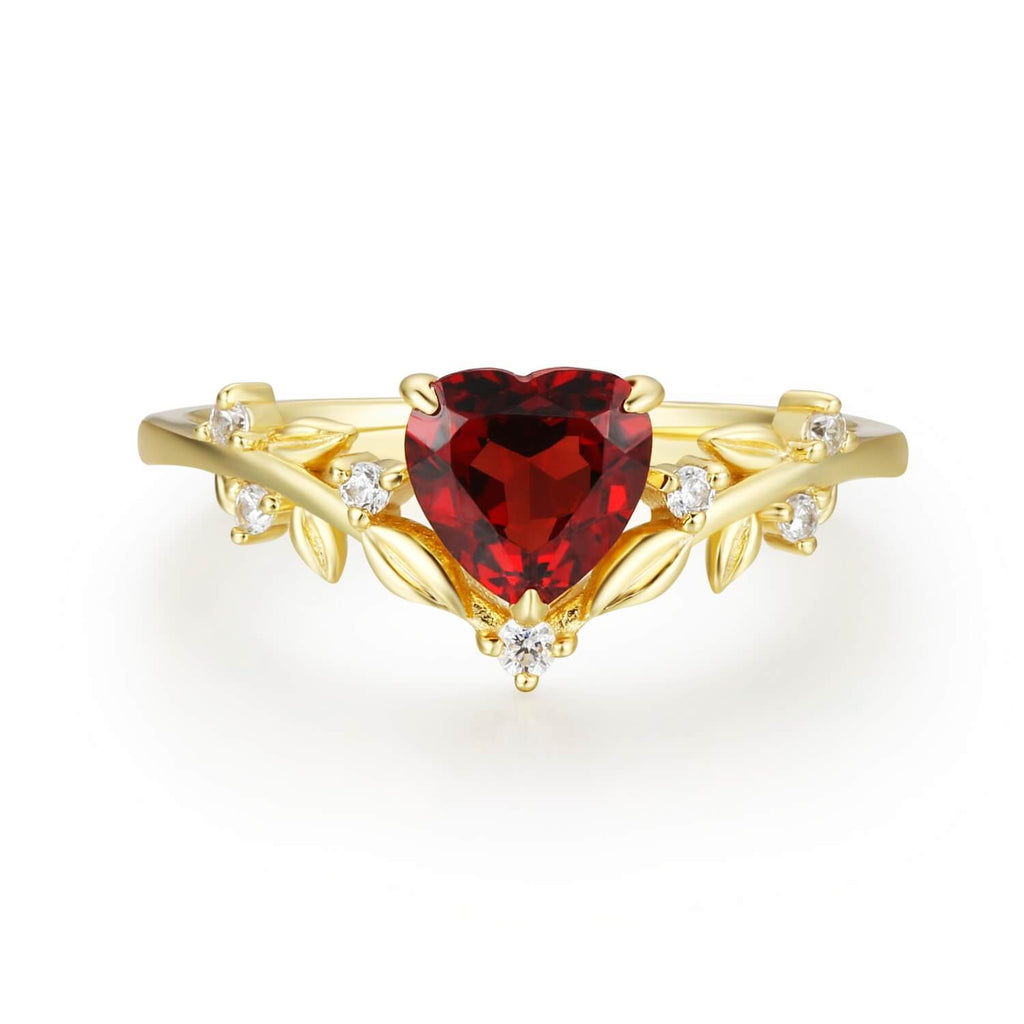 Heart’s Desire Red Garnet Ring (Yellow Gold plated) Size 7/ N