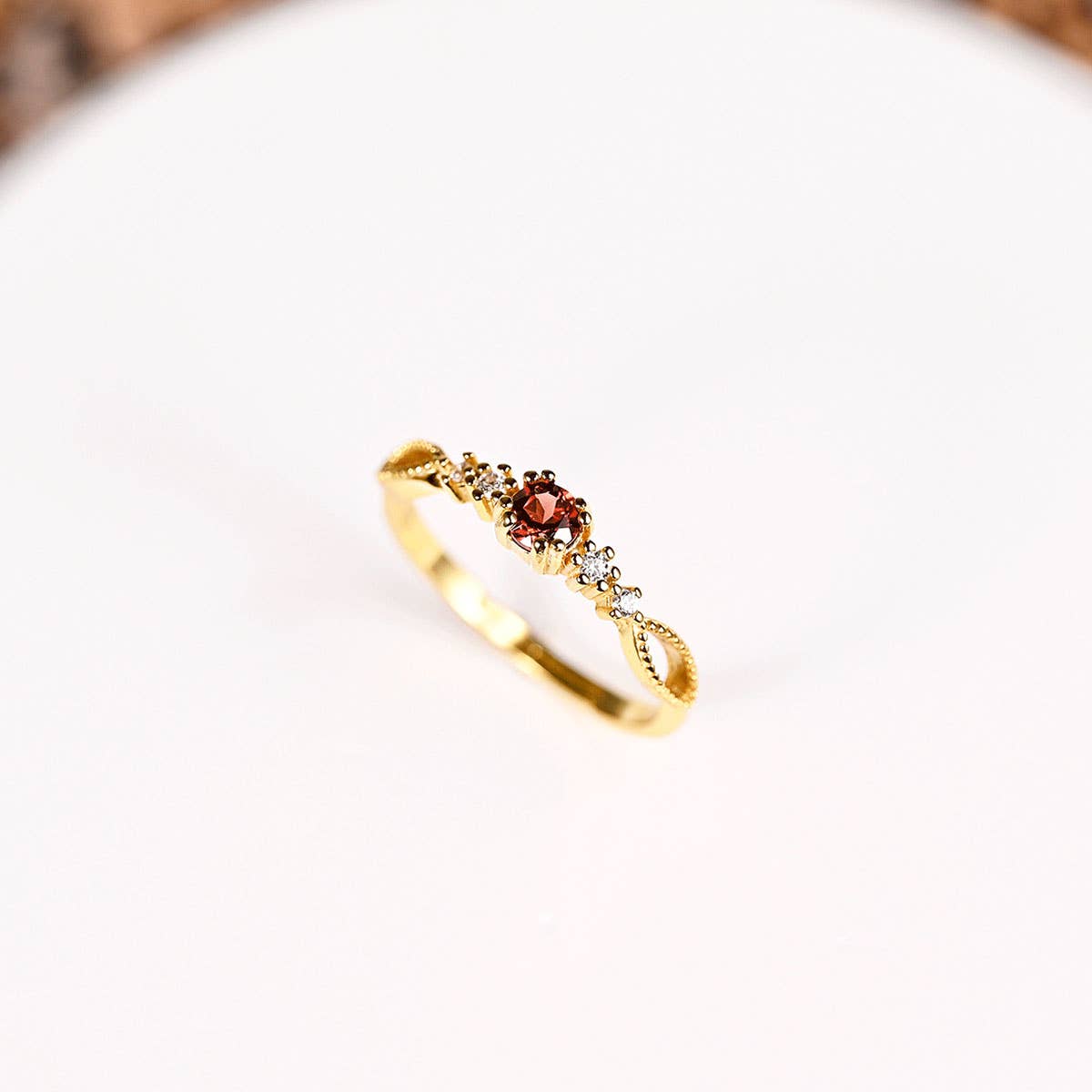S925 Sterling Silver Red Garnet Ring