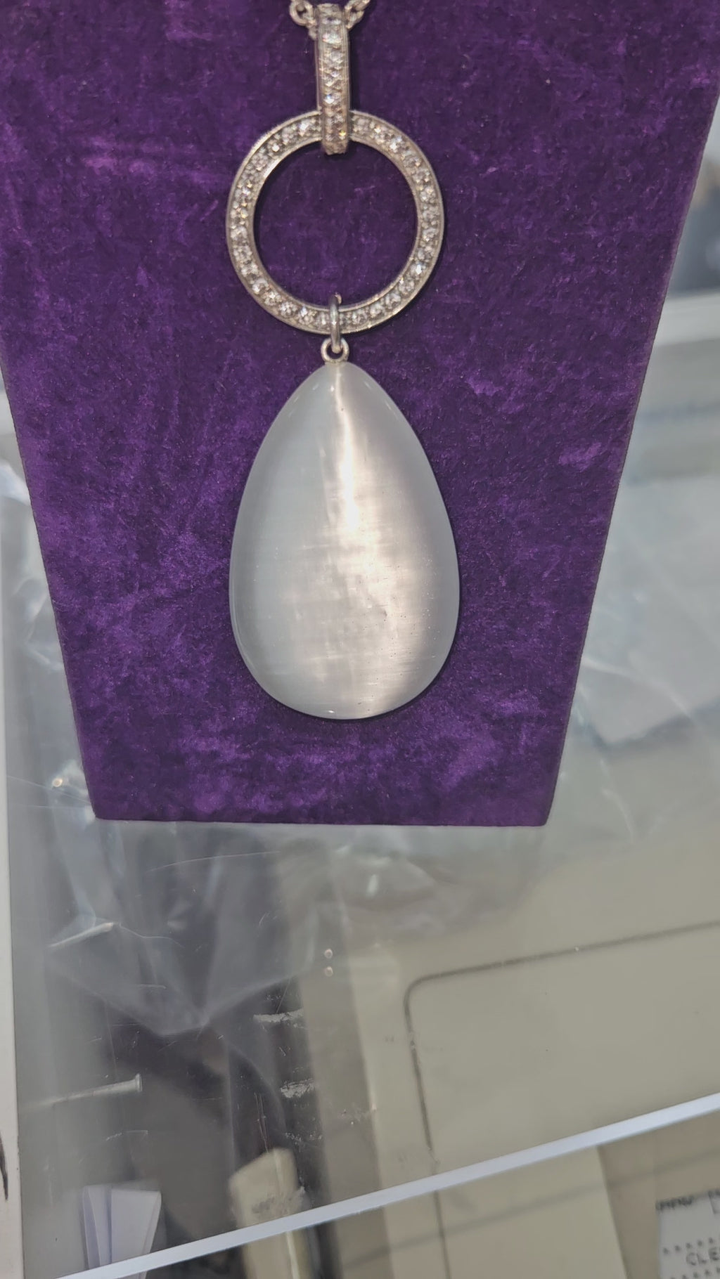 Sterling silver moonstone and cz pendant