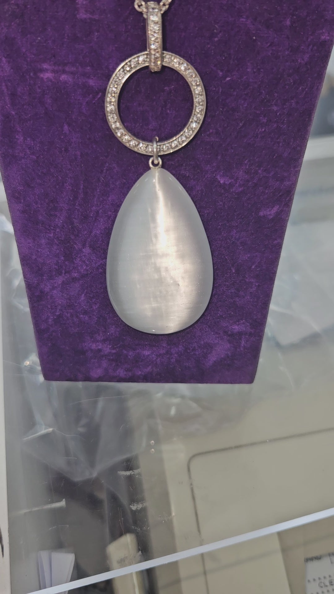 Sterling silver moonstone and cz pendant