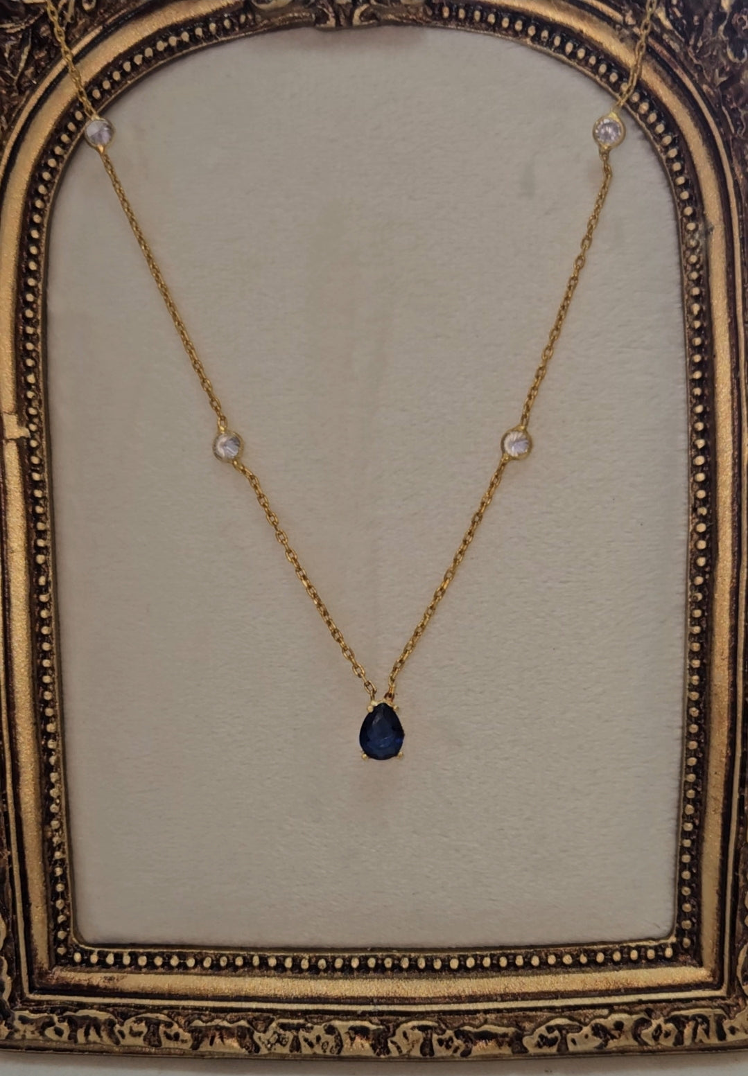 19 1/2" - 21" women's 925 Sterling Silver Teardrop Necklace with Stones: GOLD