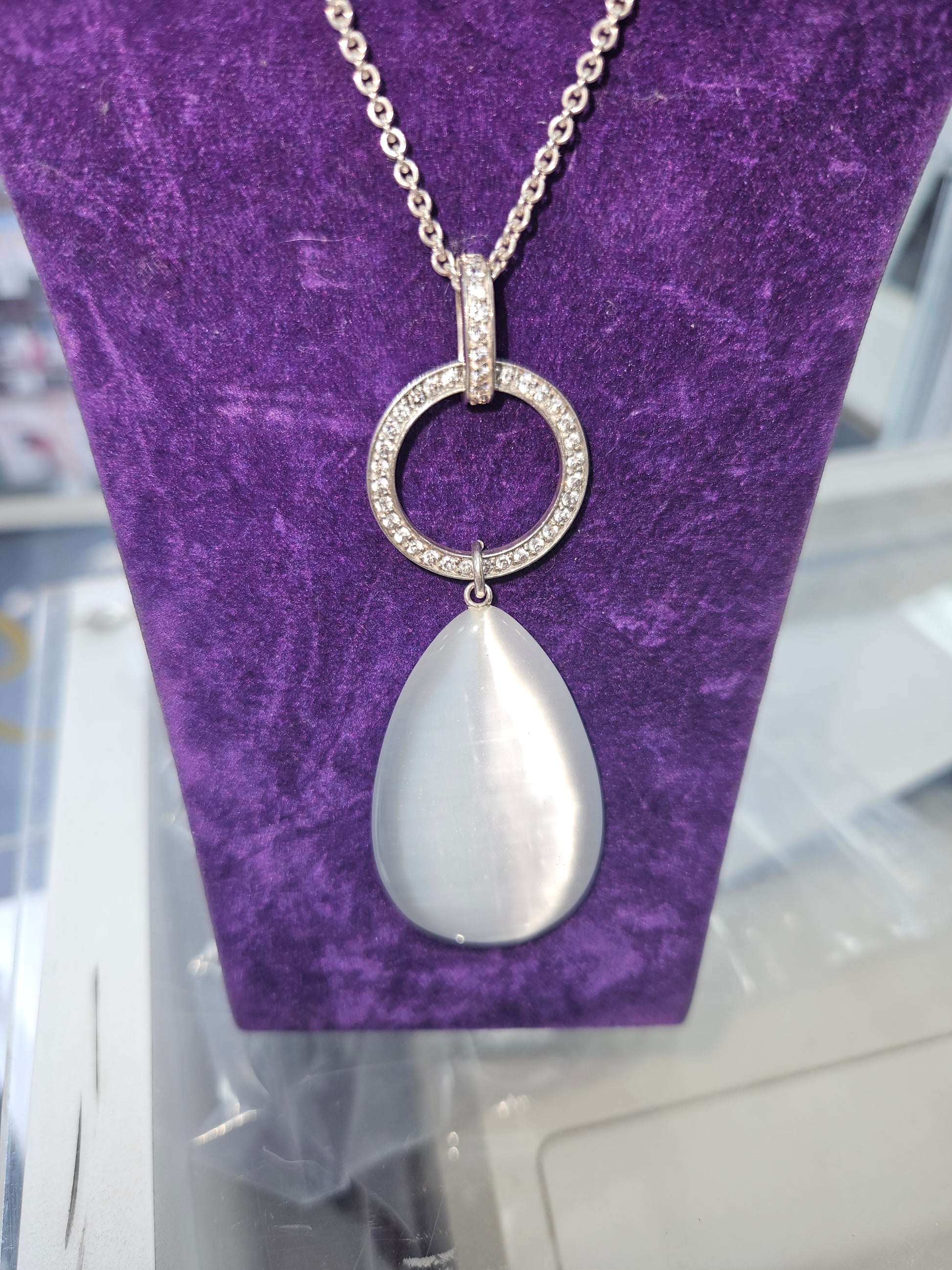 Sterling silver moonstone and cz pendant