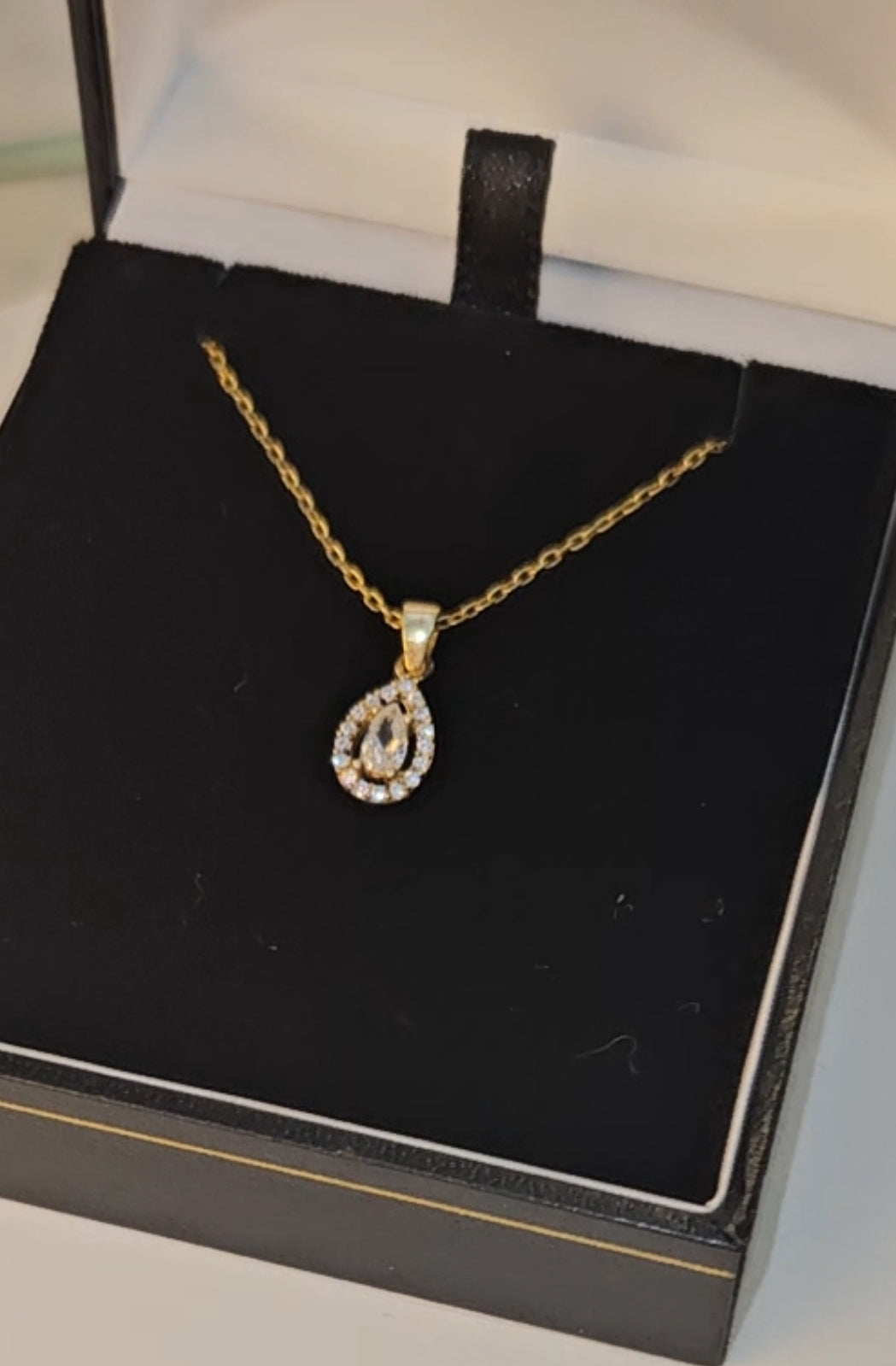 Women's Water Drop Model 925 Sterling Silver Necklace: GOLD