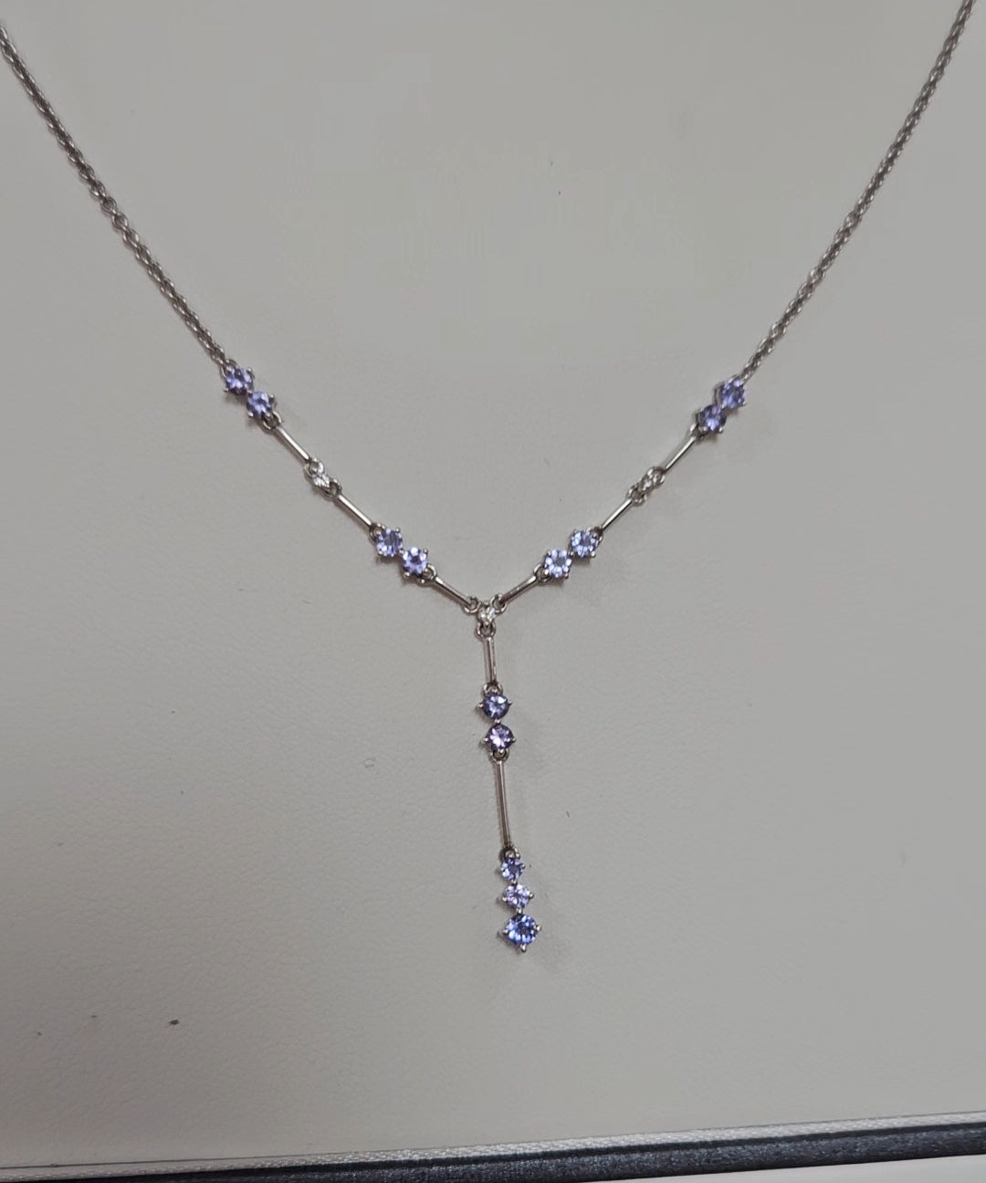 White gold, diamond and tanzanite earrings
