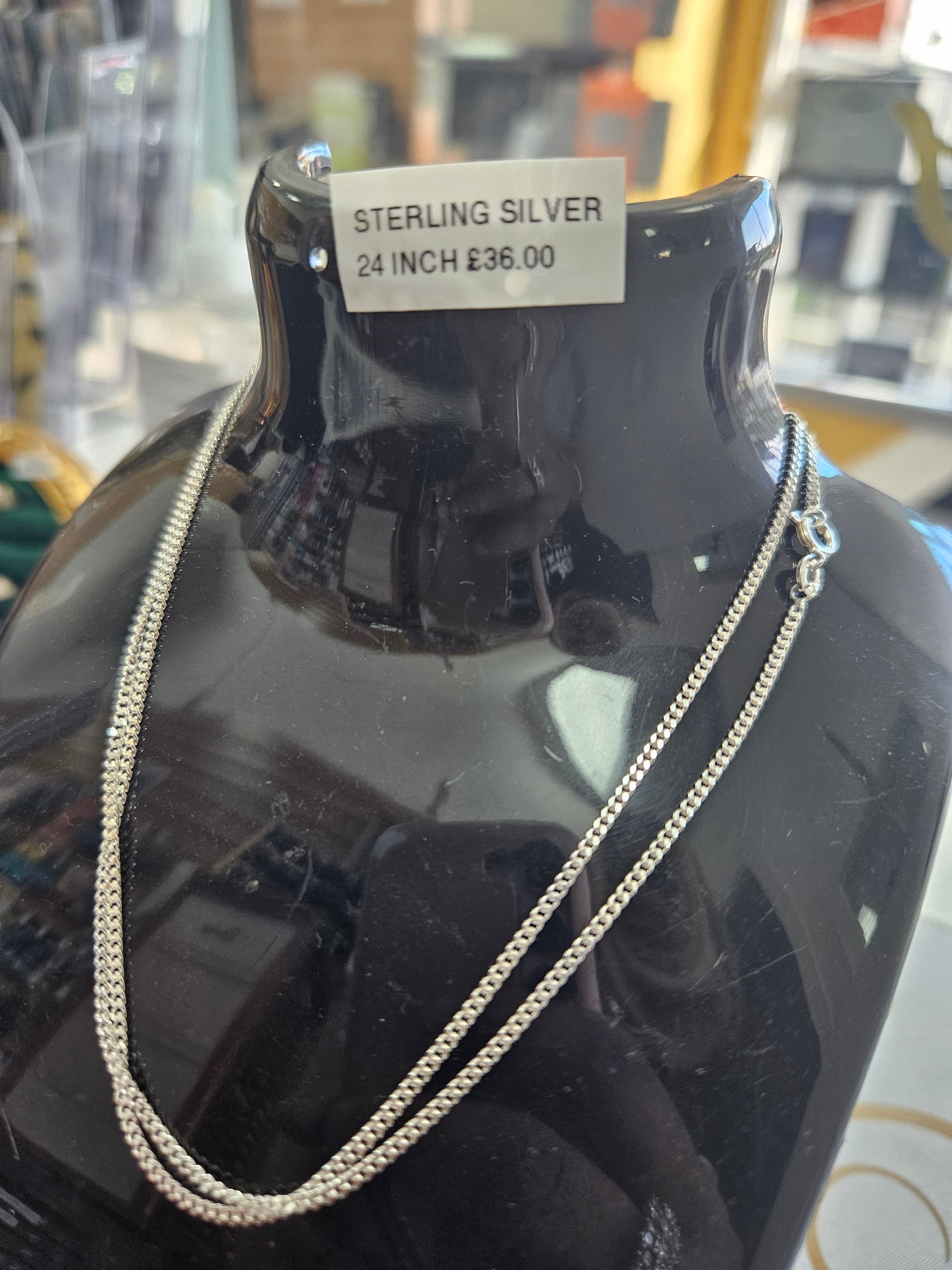 Sterling silver curb chain 24"