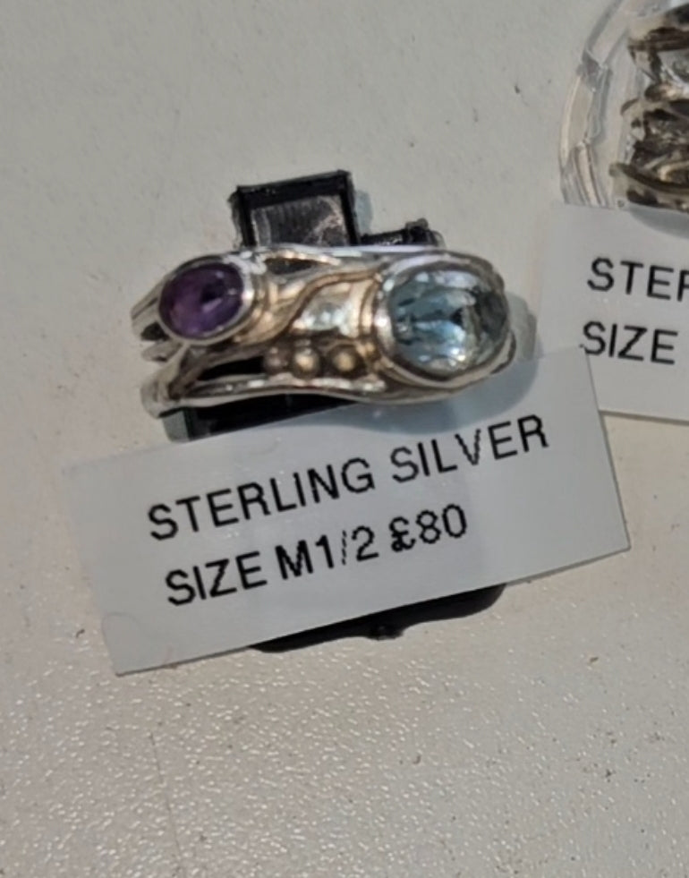 Banyan sterling silver and 14ct gold ring size M1/2