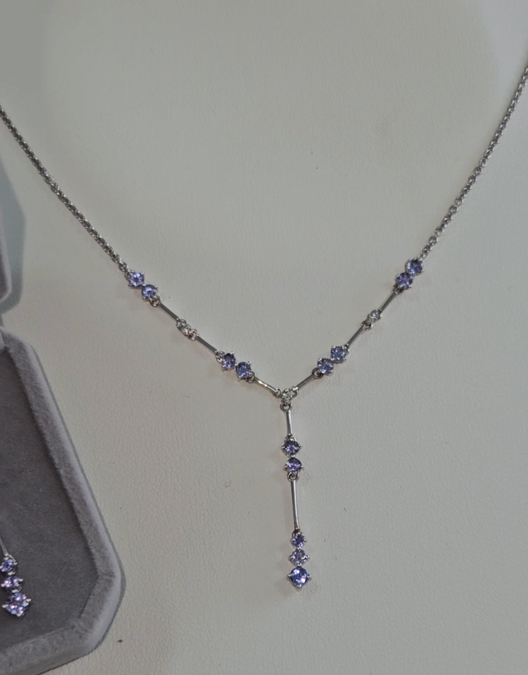 White gold, diamond and tanzanite earrings