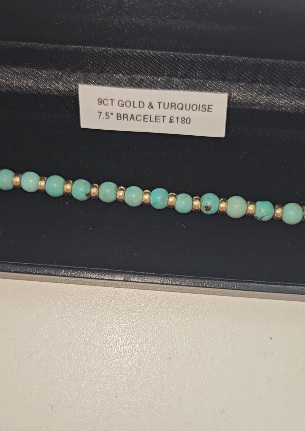 9ct gold and turquoise bracelet 7.5"