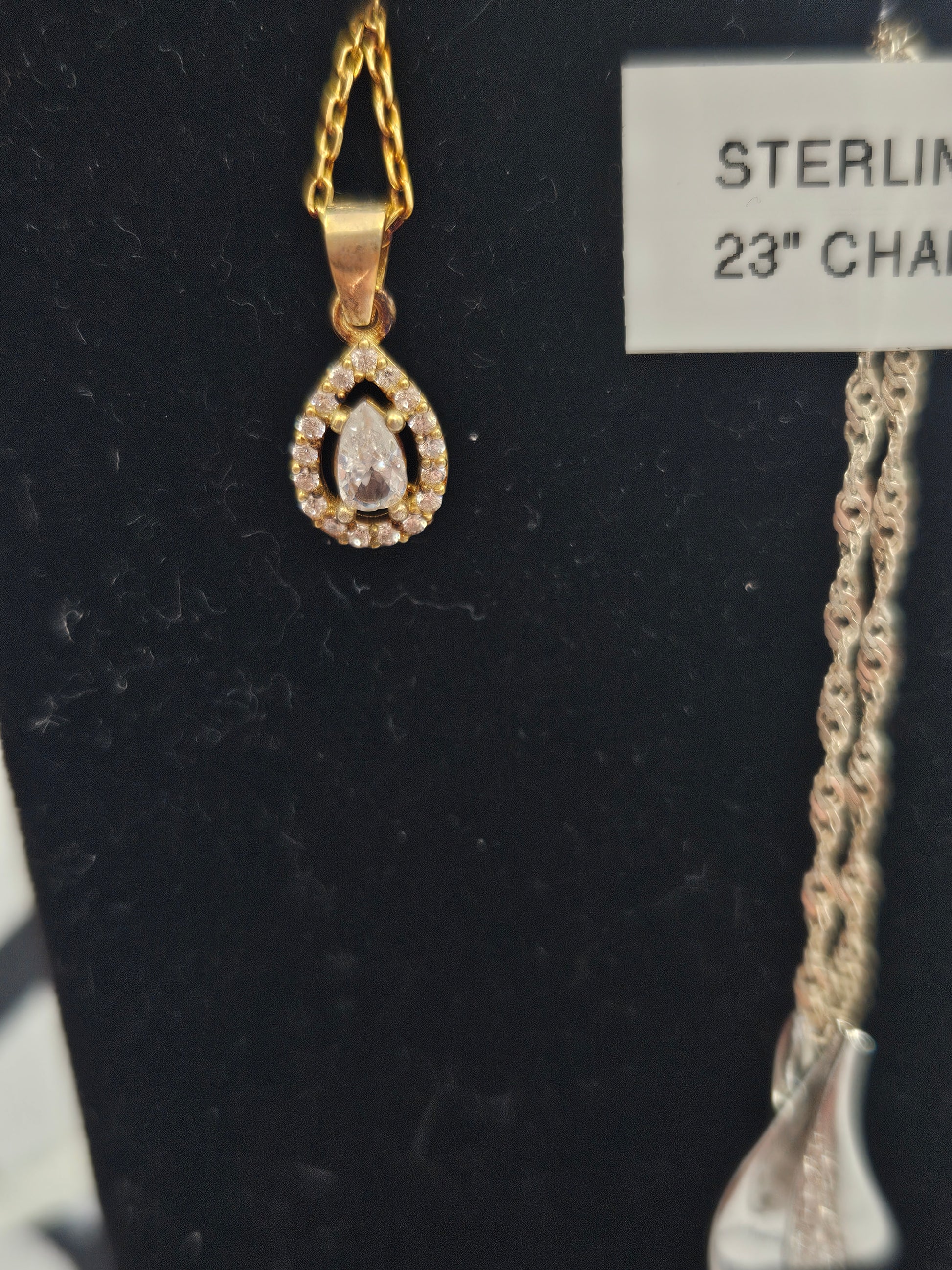 Women's Water Drop Model 925 Sterling Silver Necklace: GOLD